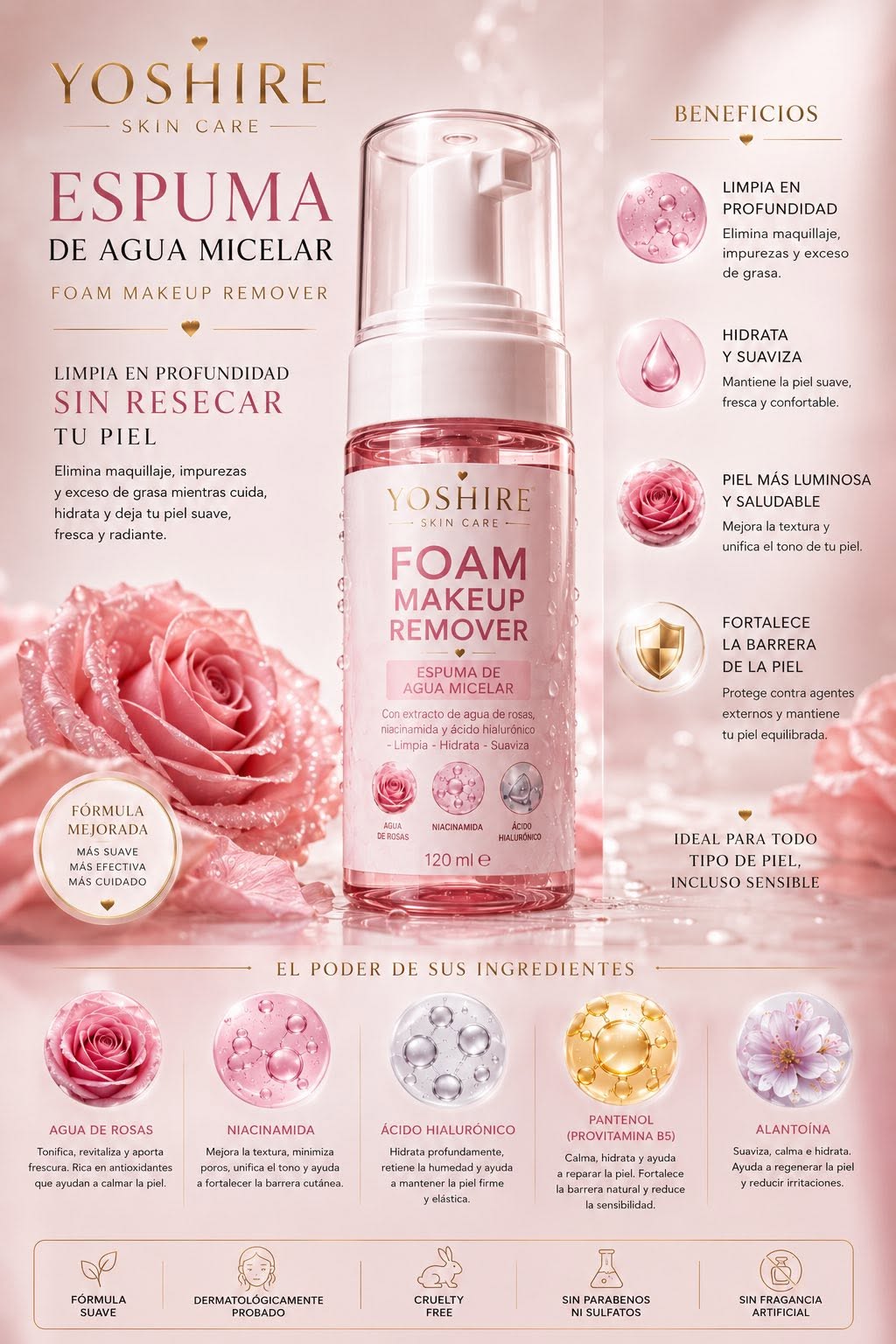 Desmaquillante Facial en Espuma — Agua Micelar